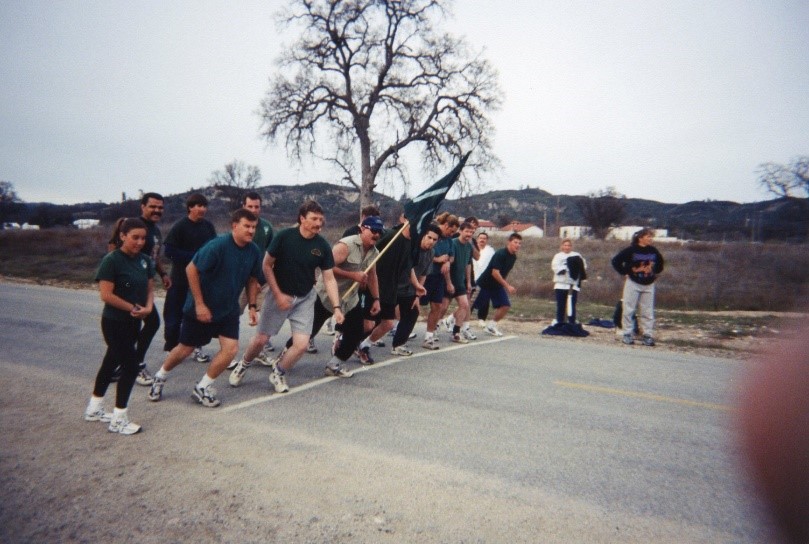 Firefighting apprentices at the starting line of a Physical Training Race.
